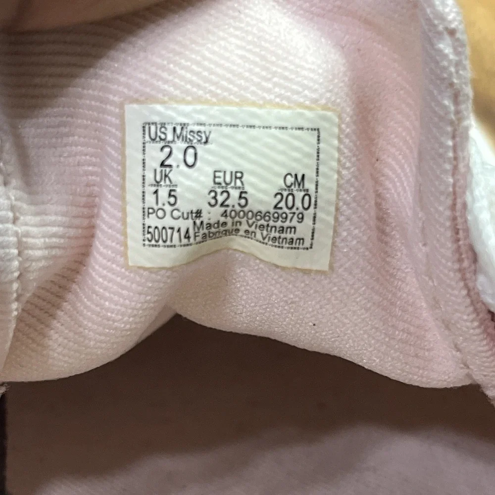 Vans Girls Canvas Chalk Pink‎ White Lace Up Low Top Shoes Sneakers Size 2
